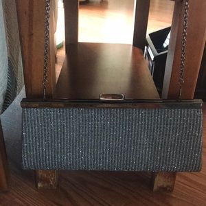 Gunmetal shimmer shoulder bag/clutch